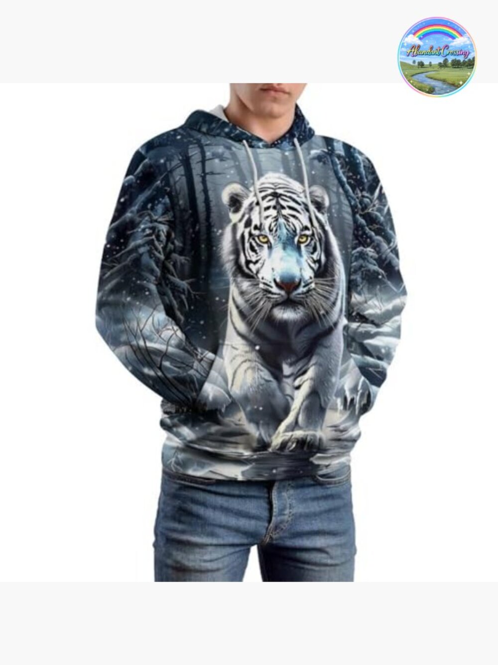 Men's Tiger Graphic Hooded Sweatshirt Fantasy Animal Long Sleeve Pullover - Picture 2 of 6